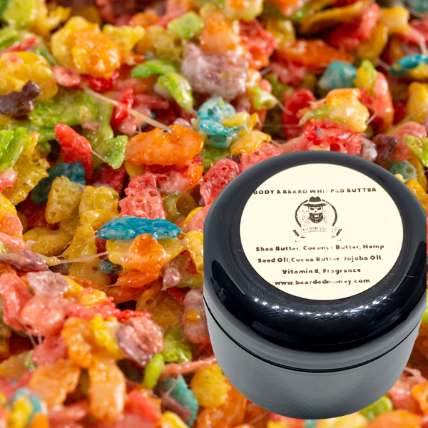 Whipped Saturday Morning Beard & Body Butter smells like Fruity Pebbles. Fruity rice cereal bits coated in sugar make up this wonderfully additictive scent. Fun Fact - Fruity Pebbles was originally going to be called Flint Chips or Rubble Stones.