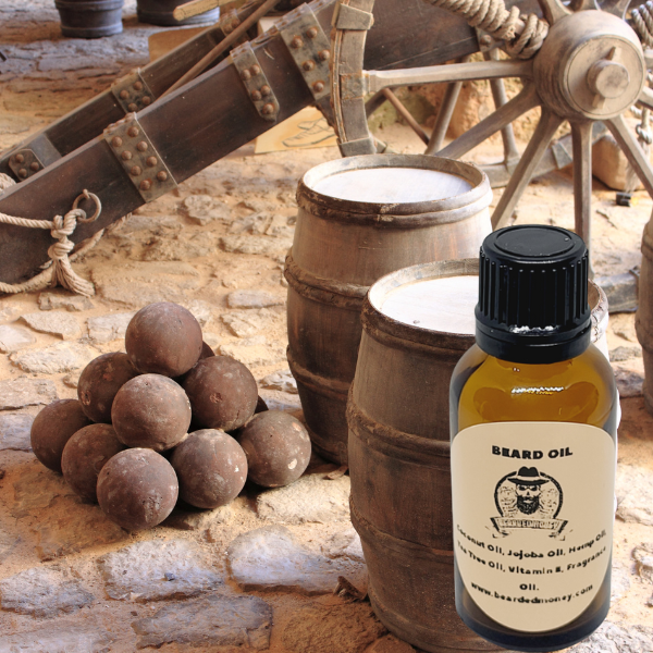 Gunpowder Beard Oil has top notes of midnight air accord, vanilla essence, and sheer citron. Mid notes of black pepper, patchouli, and winter peonies balanced with base notes of gunpowder accord, black musk, and oakmoss absolute.